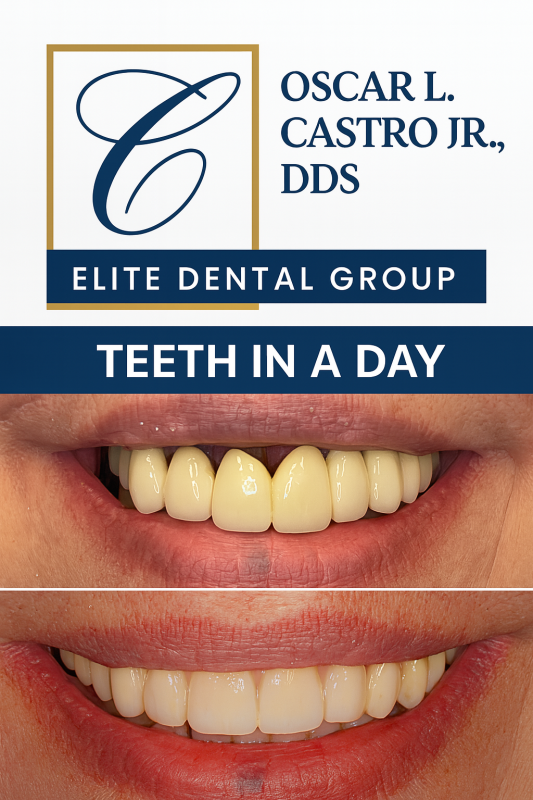 Comparison of a patient's smile before and after dental implants